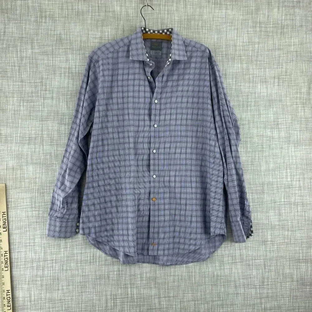 Thomas Dean Shirt Long Sleeve Button Down Mens XL Purple 2500